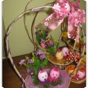 Velikonoční dekorace - košíček s kuřátky