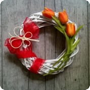 Jarní dekorace - Srdce s tulipánem